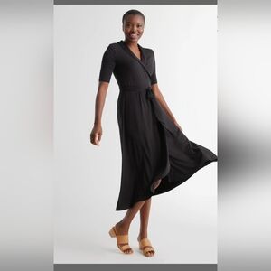Quince Jersey Wrap Midi Dress NWT